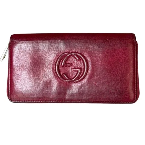 GUCCI Soho Leather Zip Around Wallet Cherry - Picture 1 of 14